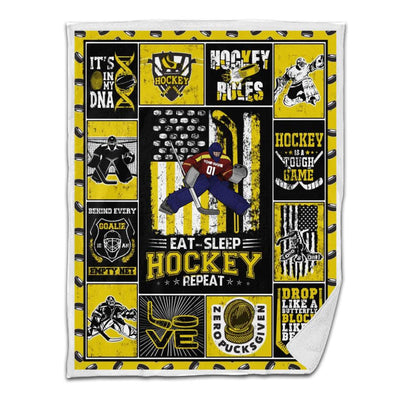 Ice Hockey Sherpa Blanket Player 02 Yellow Version