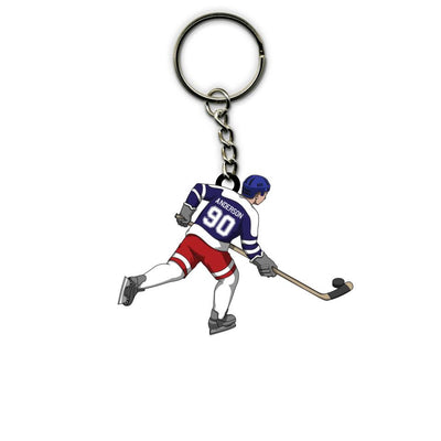Ice Hockey Keychain Player Running 01 Personalized Gift