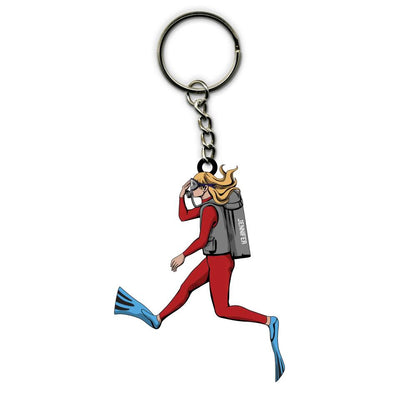 Scuba Diving Keychain Female Diver 02 Personalized Gift