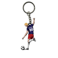 Soccer Keychain Player Kicking Ball Personalized Gift