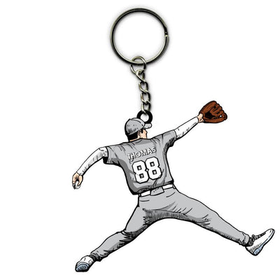 Baseball Keychain Player Throwing The Ball Personalized Gift