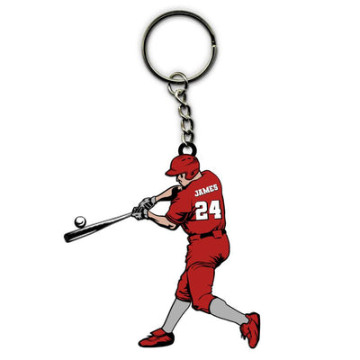 Baseball Keychain Player Swing Shaped Personalized Sport Gift