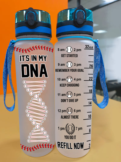 Baseball Is In My DNA Water Tracker Bottle